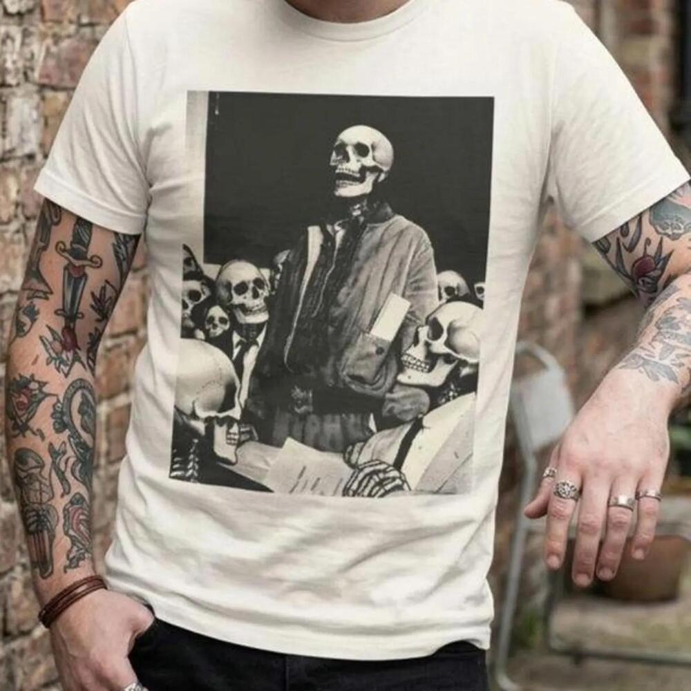 Halloween Shirt Gothic Graphic Tee Skeleton T-Shirt Dark Academia